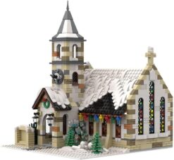 Christmas Country Church Building Kit. MOC-147549 Winter Modular Building Blocks Christmas House Building Block Building Toy (1769 Pieces)