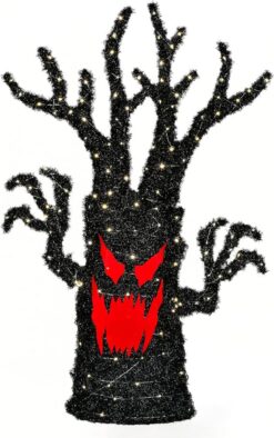 Pre-lit artificial tree decoration. black