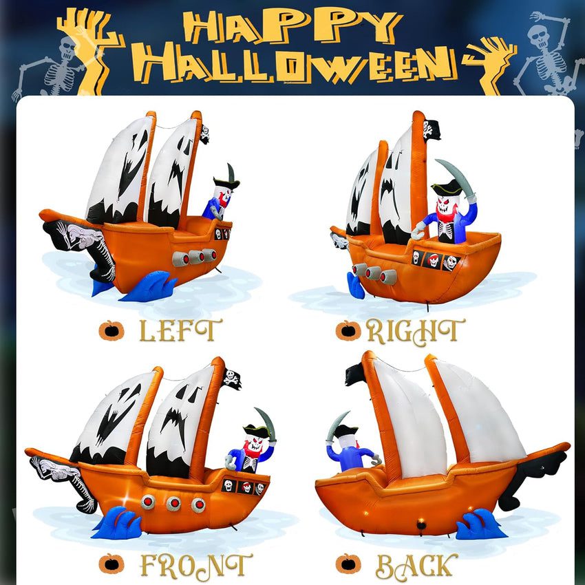 10ft Halloween Inflatable Pirate Ship Decoration - Image 3