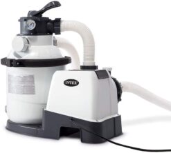 Intex 26651EG Krystal Clear 16 Inch 3.000 GPH Above Ground Pool Sand Filter Pump with Automatic Timer. GFCI. and 6 Function Control. Gray
