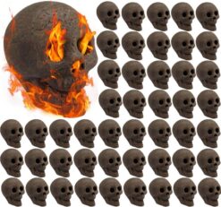 48-Pack Fire Pit Skulls. Halloween Skull Stone Decorations