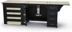 353 Norma Jean Sewing Cabinet for Sturdy Sewing. Cutting. Quilting. and Crafting with Storage and Airlift. Black Finish
