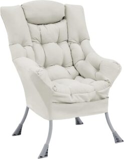 Living and More High Back Sofa Chair. Modern Fabric Lazy Chair. Accent Contemporary Lounge Chair. Cool Grey