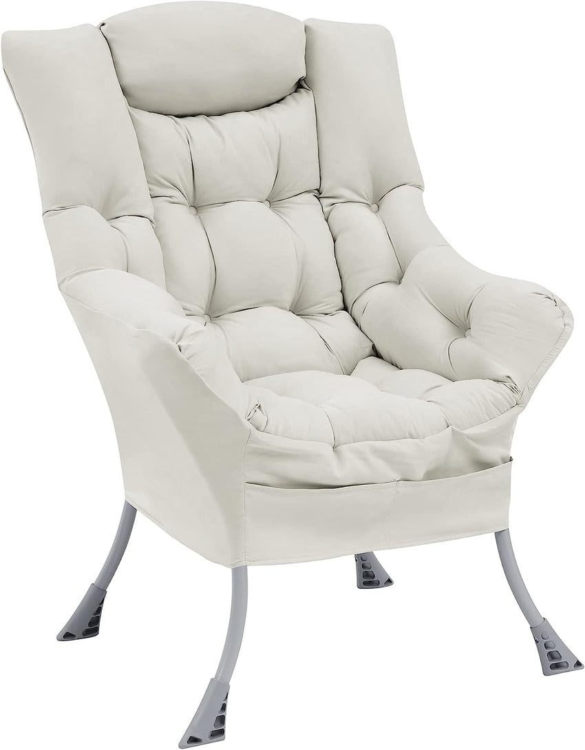 Living and More High Back Sofa Chair. Modern Fabric Lazy Chair. Accent Contemporary Lounge Chair. Cool Grey