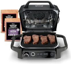 Professional Outdoor Grill and Smoker. Built-in Thermometer. 7-in-1 main grill. BBQ Smoker. Air Fryer. Bake. Bake. dehydrate. Grill. Firewood Pellet. Portable. electric (updated)