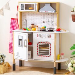 Play Kitchen for Kids – Toy Kitchen Set for Toddlers with Realistic Lights and Sounds. Kids Kitchen Playset with Abundant Toy Food Set