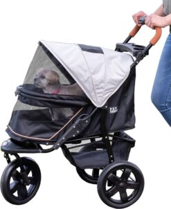 Pet Gear No-Zip AT3 Pet Stroller for Cats/Dogs. Zipperless Entry. Easy One-Hand Fold. Jogging Tires. Removable Liner. Cup Holder + Storage Basket. 1 Model. 2 Colors