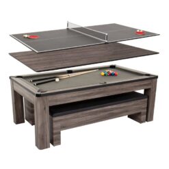 7′ 3-in-1 Combination Table Includes Billiards. Table Tennis. & Dining Table