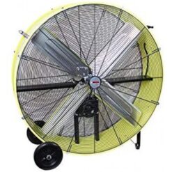 K Tool International 42′′ Belt Drive Drum Fan; Industrial. Garage. Shop. High Speed 2-Speed. Durable. Cut-Off Protection. Easy Mobility Rubber Wheels; SAFETY YELLOW KTI77743