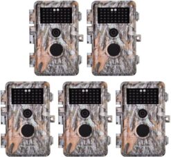 5-Pack Game & Deer Trail Cameras 16MP 1920x1080P Video Hunting Wildlife Cams Time Lapse with Night Vision