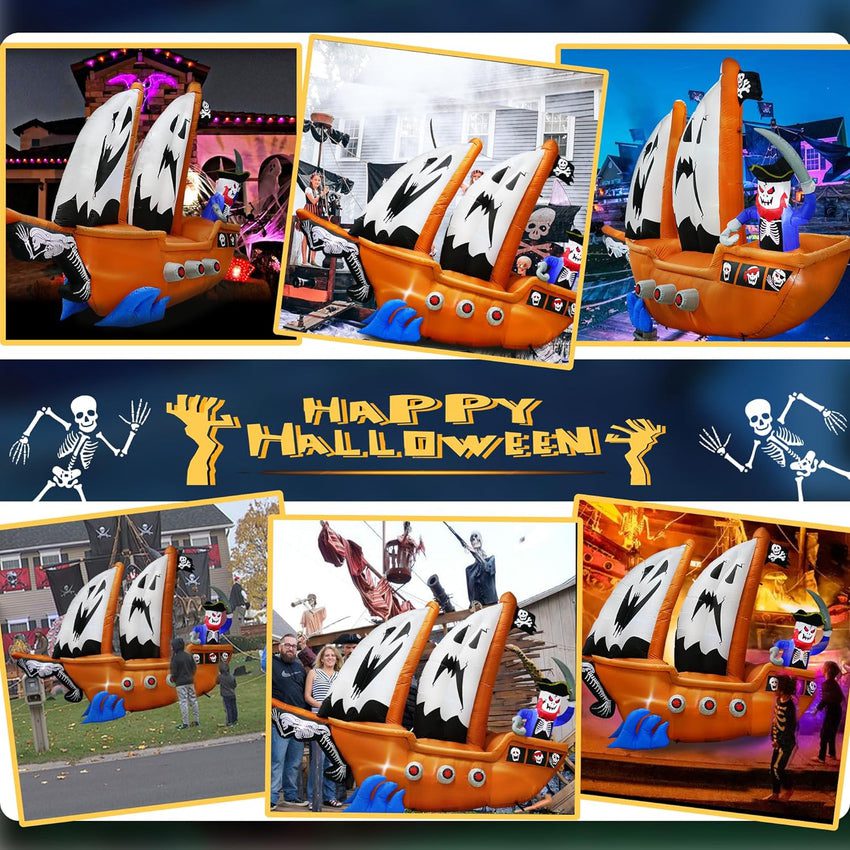 10ft Halloween Inflatable Pirate Ship Decoration - Image 6