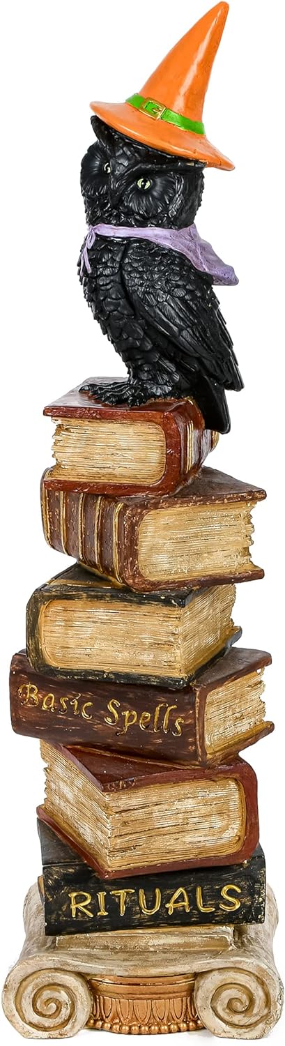 Owl on stack of books. Halloween series