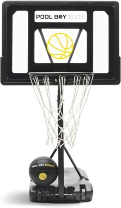 All-In-One Pool Basketball Hoop – Includes Composite Basketball. Air Pump. & Tools – Matte Black Heavy Duty Set – Adjustable Poolside Basketball Goal – Made for Kids. Teens. & Adults