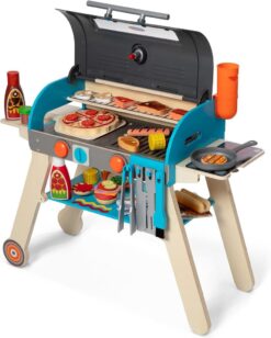 Wooden Luxury Grill. Smoker and Pizza Oven Toy Food Toy for Kids Pretend Cooking