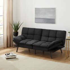 Mainstays Memory Foam Futon. Black Faux Suede Fabric