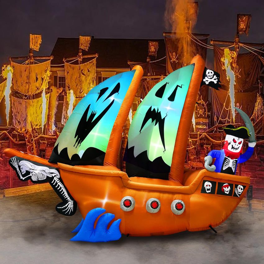 10ft Halloween Inflatable Pirate Ship Decoration - Image 5