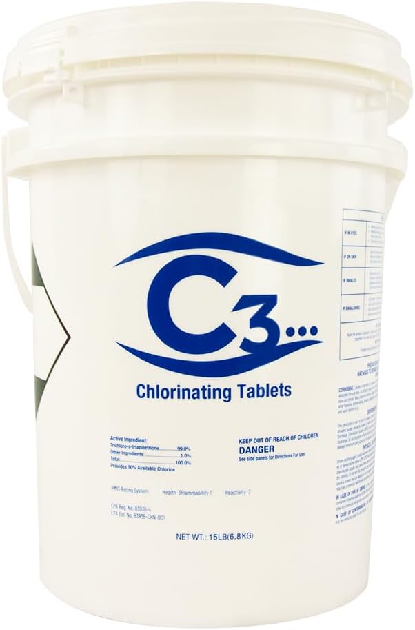 C3… 3 Stabilized Chlorine Tablets for Swimming Pools and Spas | Individually Wrapped | Slow Dissolving Tabs | 50 Pounds
