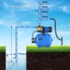1.6HP Shallow Well Pump with Pressure Tank 1268 GPH Stainless Steel Jet Pump Transfer Drainage Booster Pump Garden Sprinkler System Water Pump for Home Garden Lawn Irrigation - Image 5