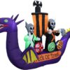 11ft Long Halloween Inflatable Dragon Pirate Ship Skeleton Scene - Image 3