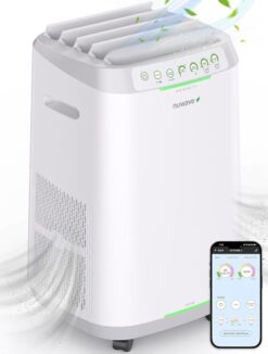 Smart Air Purifiers. ZERO Waste & ZERO Filter Replacements. Covers Up to 2002 Sq.Ft. for Home Large Room Bedroom. 30°. 60°. 90° Vents. 6 Fan Speeds. Sleep Mode. Timer. white