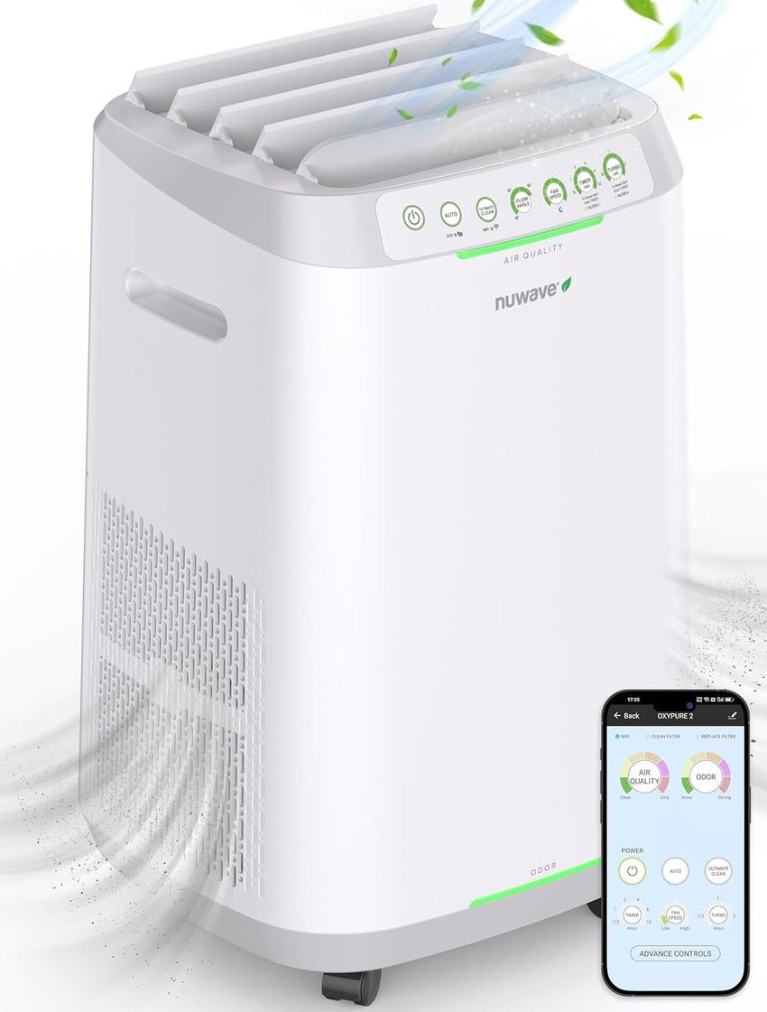 Smart Air Purifiers. ZERO Waste & ZERO Filter Replacements. Covers Up to 2002 Sq.Ft. for Home Large Room Bedroom. 30°. 60°. 90° Vents. 6 Fan Speeds. Sleep Mode. Timer. white