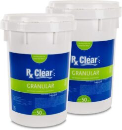 Clear Stabilized Granular Chlorine | One 50-Pound Bucket | Use As Bactericide. Algaecide. and Disinfectant in Swimming Pools and Spas | Fast Dissolving and UV Protected