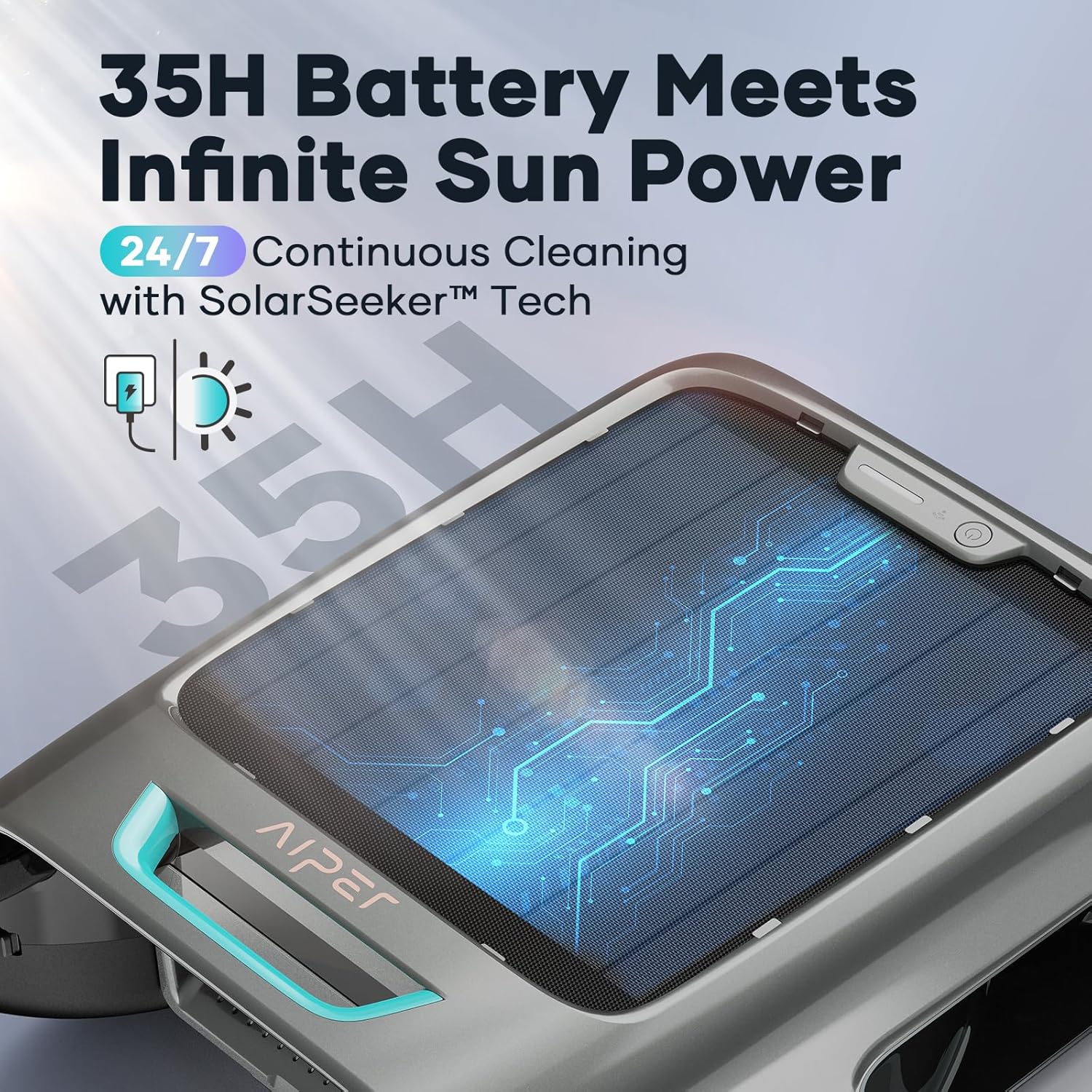 AIPER Surfer S2 Solar Pool Skimmer with APP Support, 24/7 Cleaning, Dual Charging Modes, Smart Obstacle Avoidance, Ideal for All Swimming Pool Types - Image 3