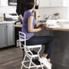 COSCO Stylaire Retro Chair + Step Stool with flip-up seat (white, one pack) - Image 12