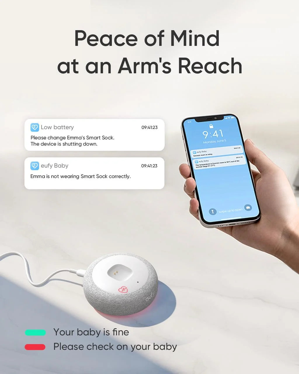 eufy Baby Smart Sock S320 Baby Monitor with 2K Camera - Image 6