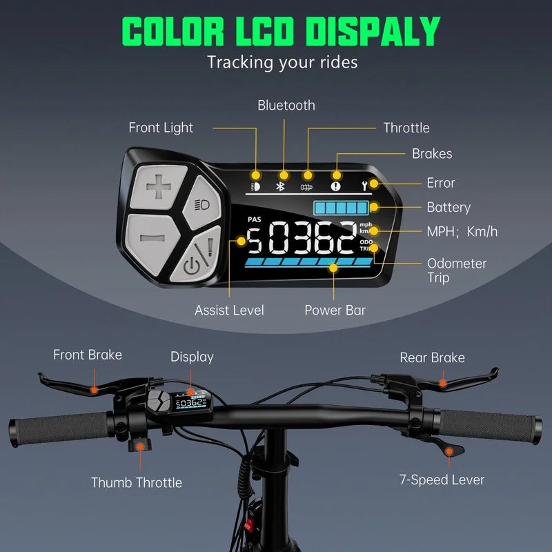 TST Electric Bike 4.0 Fat Tire Foldable Ebike 48V 13Ah Battery 750W Electric Commuter Bicycle with LCD 20" One-Step Folding Electric City Bike for Men Women Black - Image 3