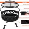 SUNCREAT 42” Patio Fire Pit Wood Burning with Mesh Spark Screen, Bonfire Outdoor firepit with Fireplace Poker, Black - Image 32