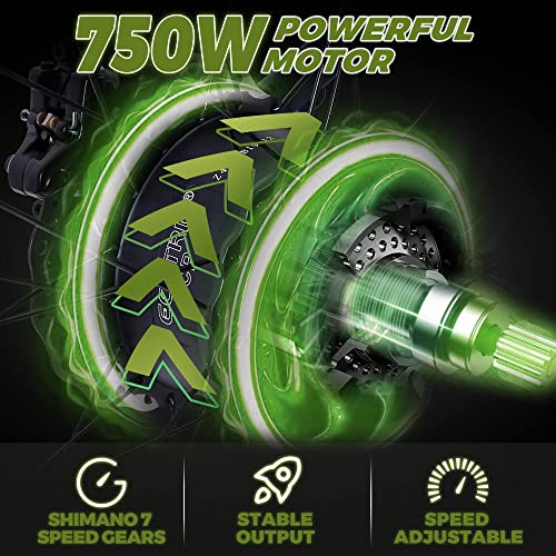750W Electric Bike 26′′ Fat Tire Adult Electric Bicycles 48V 13AH Removable Lithium Battery Ebike with Suspension Fork Aluminium Frame Beach Snow Mountain E-Bike for Adults - Image 2