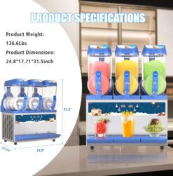 Alternative view of Commercial Slushy Machine - 1000W 30L Tanks Slush Maker Machine 304 Stainless Steel Commercial Margarita Machines Efficient Cooling the Ideal Slushie Maker for Bars Cafes Restaurants