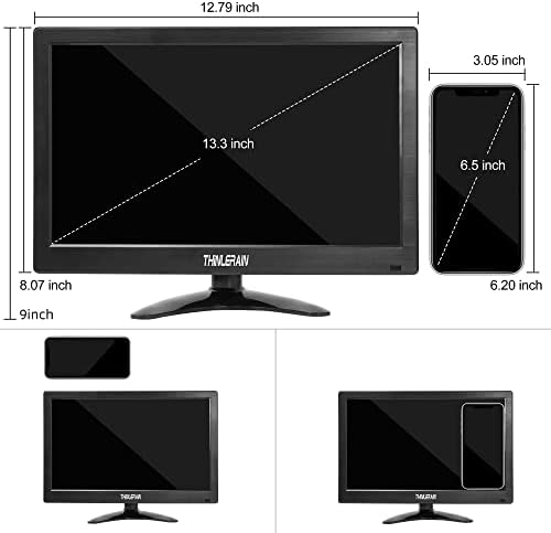 13.3 inch Small PC Monitor 1366x768 Mini LED Monitor with HDMI VGA AV BNC USB Intput, for Fire Stick Computer Xbox Ras pi, Built-in Speaker - Image 6