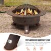 SUNCREAT 42” Patio Fire Pit Wood Burning with Mesh Spark Screen, Bonfire Outdoor firepit with Fireplace Poker, Black - Image 16