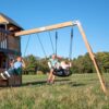 Backyard Discovery Canyon Creek Cedar Wood Swing Set with Wave Slide, Clubhouse, Play Kitchen, Picnic Area, Belt Swings, Web Swing, Rock Wall, Balconies, Playhouse, Step Ladder, Outdoor Playset - Image 8