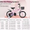 Baprem 18" Girls Bike for 5-9 Years Old Kids, Cute Kids Bike with Training Wheels, Steel Frame Sporty Children Bicycle, Pink - Image 8