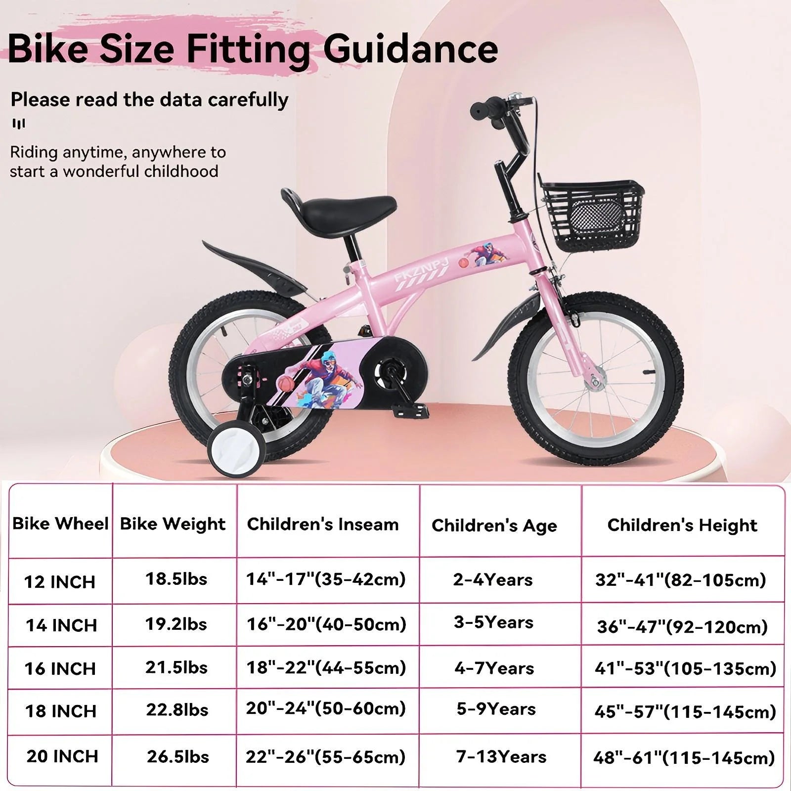 Baprem 18" Girls Bike for 5-9 Years Old Kids, Cute Kids Bike with Training Wheels, Steel Frame Sporty Children Bicycle, Pink - Image 8
