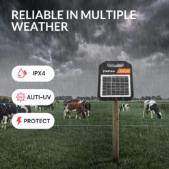 Alternative view of 10 Miles Solar Electric Fence Charger with Day/Night Mode, 0.16J Portable Solar Fence Charger with Rechargeable Solar Panel for 24-Hour Uninterrupted Protection Electric Fence Energizer