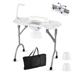 Alternative view of LDAILY Portable Nail Table with Electric Dust Collector