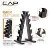 CAP Barbell 150 LB Coated Hex Dumbbell Weight Set with Vertical Rack, Black - Image 5