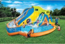 Alternative view of BANZAI Pipeline Twist Kids Inflatable Outdoor Backyard Water Pool Aqua Splash Park and Slides
