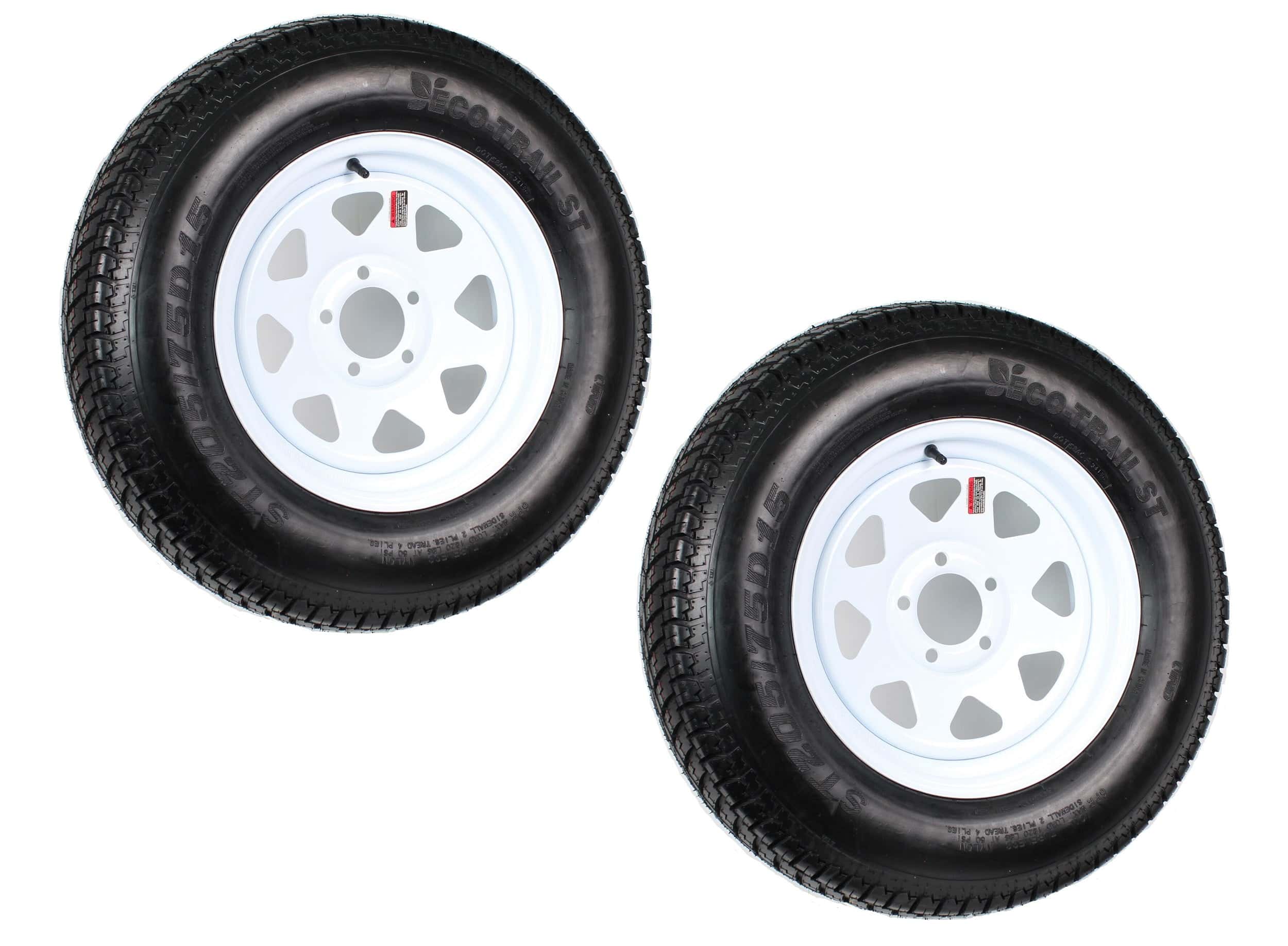 2-Pack Trailer Tire On Rim ST205/75D15 205/75 D 15 in. LRC 5 Hole White Spoke - Image 7