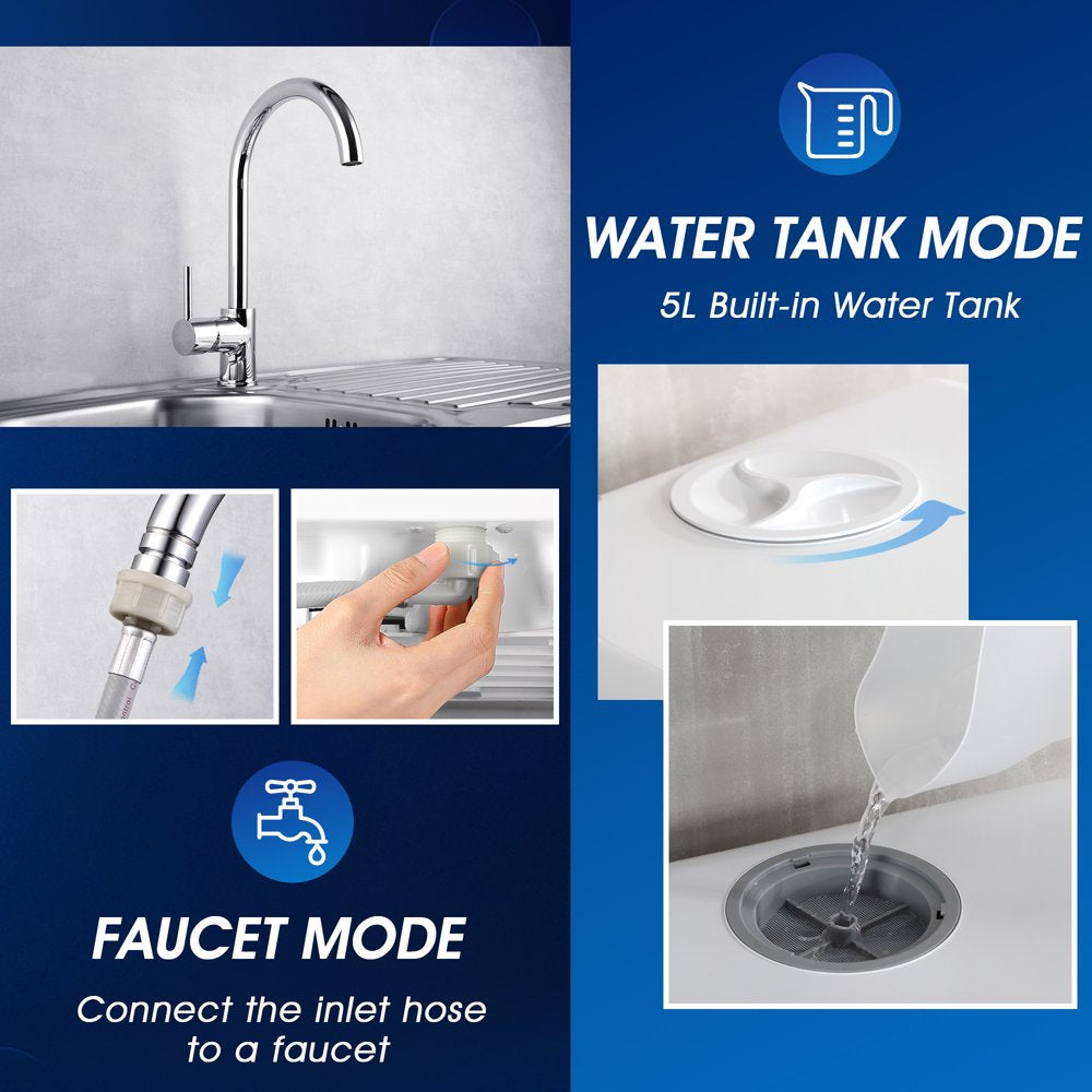 Portable Countertop Dishwasher with 5-Liter Built-In Water Tank and Air-Dry Function 5 Washing Programs - Image 5