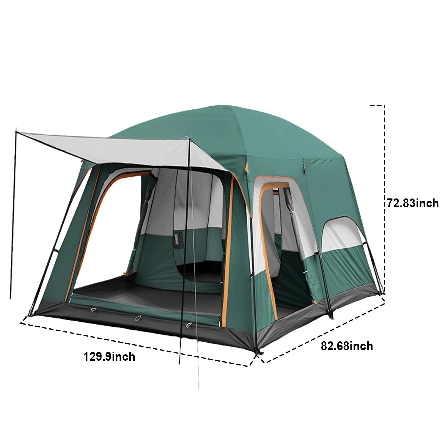 KFeng 12 Person Tents for Camping - 2Rooms 3Doors&3Windows Mesh,Suitable for Outdoor/Picnic,Brown - Image 24