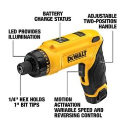 Alternative view of 8V MAX Cordless Gyroscopic Screwdriver with Adjustable Handle, (2) 1.0Ah Batteries, Charger, and Bag