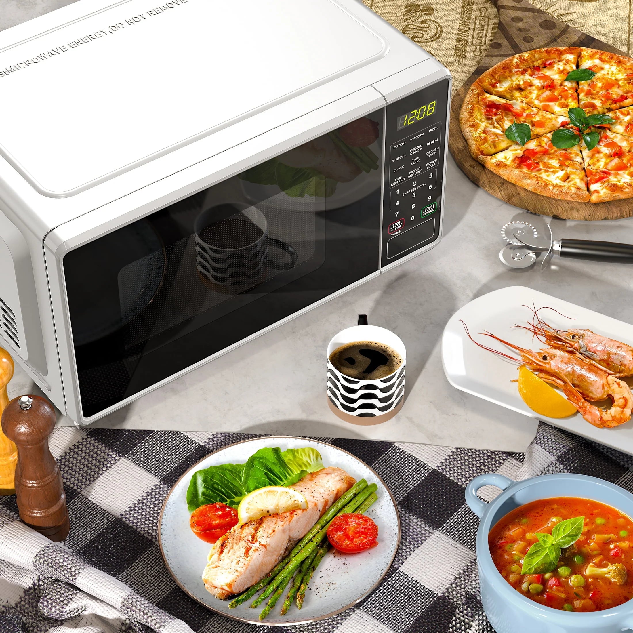 Mainstays 0.7 cu. ft. Countertop Microwave Oven, 700 Watts, White, New - Image 10