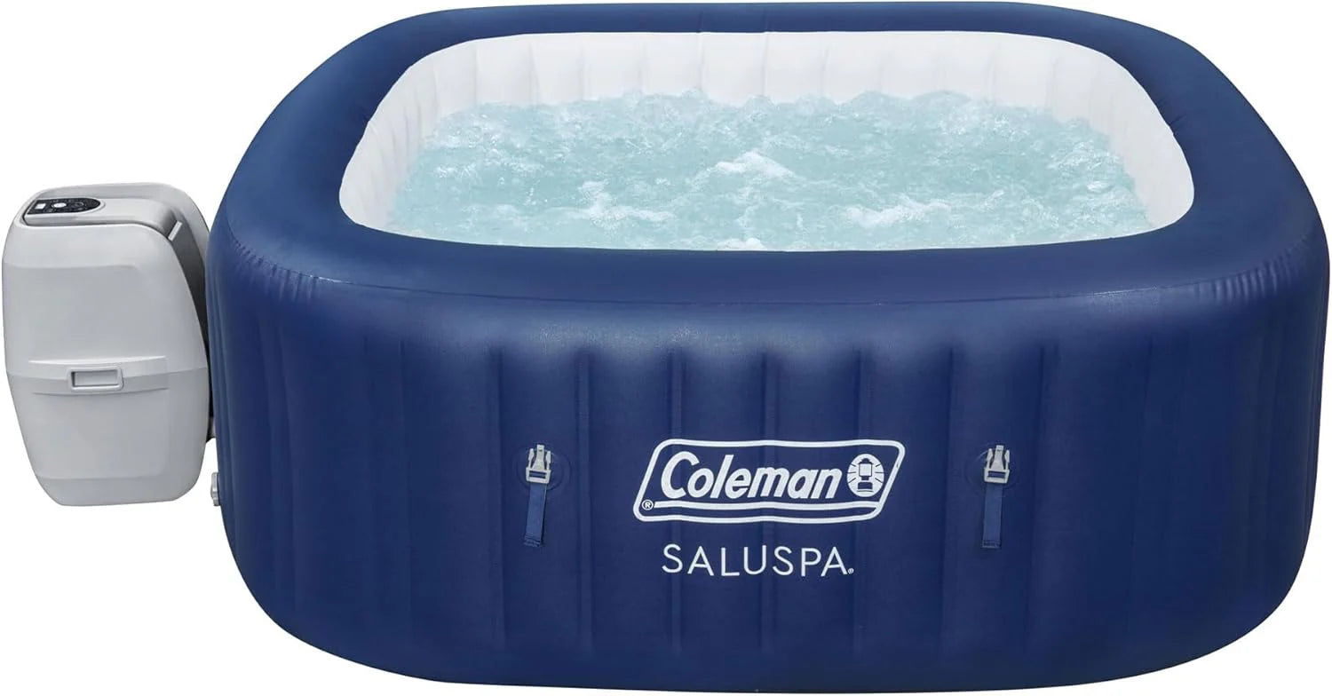 4 to 6 Person Inflatable Hot Tub Square Portable Outdoor Spa with 114 Soothing AirJets and Insulated Cover, Gray-Coleman - Image 16