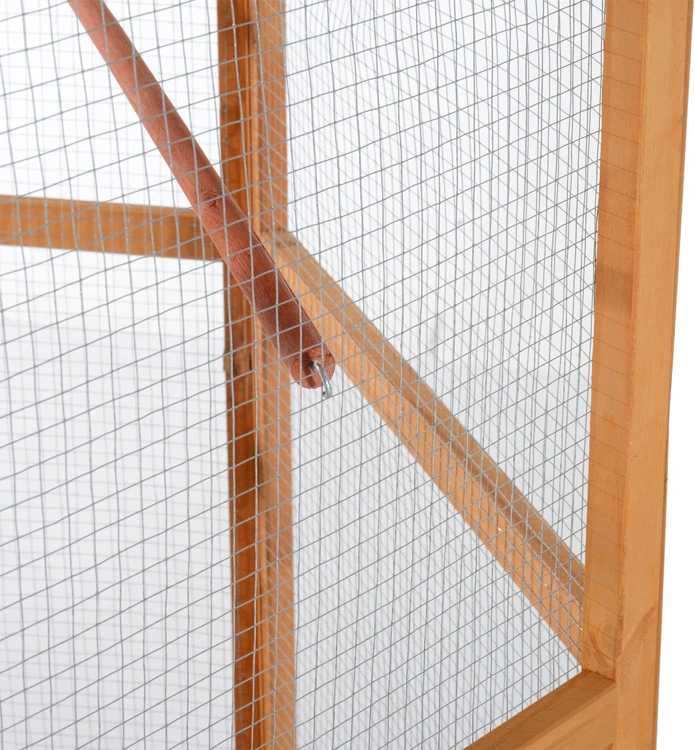 Large Wooden Hexagonal Outdoor Aviary Flight Bird Cage with Covered Roof - Image 8