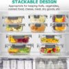 34pcs Glass Food Storage Containers with Lids Set, Airtight Meal Prep Containers (17 Containers & 17 Lids), Grey - Image 3